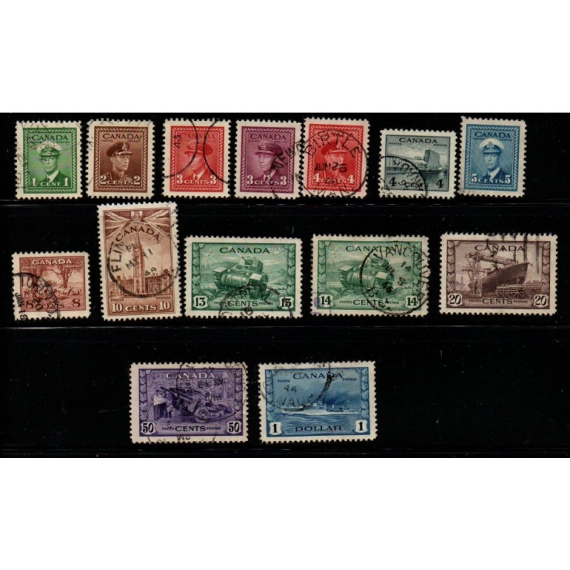 Canada Sc 249-262 1942 G VI WW II long stamp set stamp used