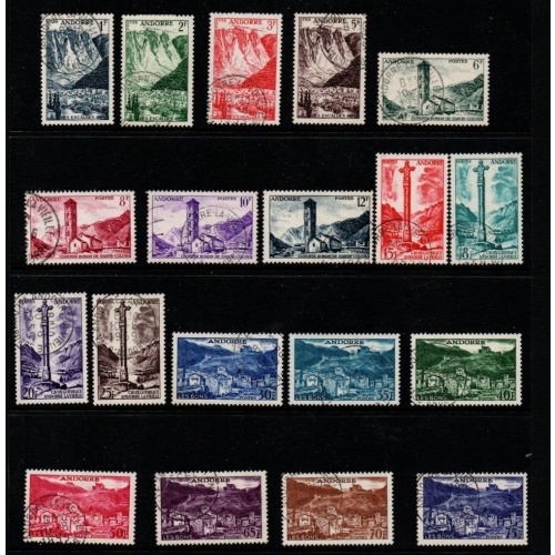 Andorra (Fr) Sc 124-42 1955-58 Views long stamp set used