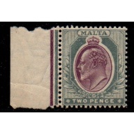 Malta Sc 33 1905 2d gray & red violet Edward VII stamp mint