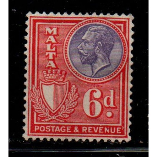 Malta Sc 140 1926 6d red & violet George V stamp mint