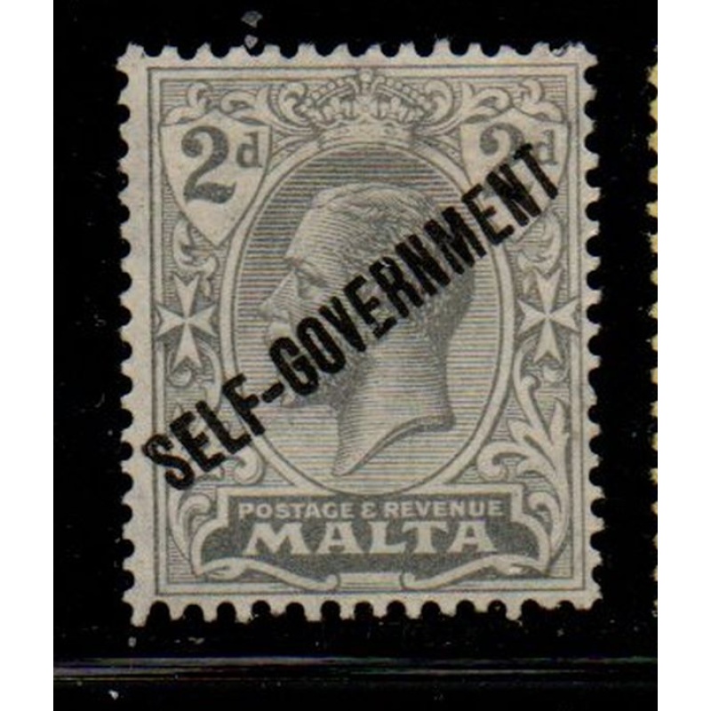 Malta Sc 89 1922 2d gray George V Self-Government overprint stamp mint