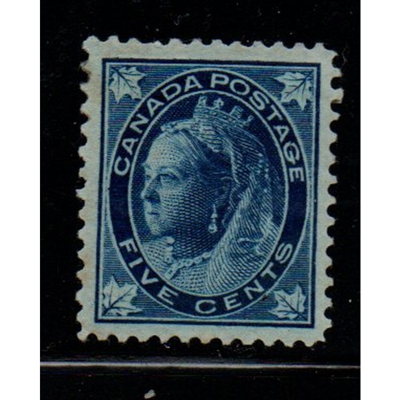 Canada Sc 70 1897 5 c dark blue Victoria Maple Leaf stamp mint