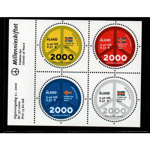 Aland Finland Sc 161 Peace & Symbol souvenir sheet mint NH