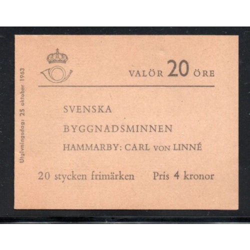 Sweden Sc 636a 1963 von Linne House  stamp booklet  mint NH