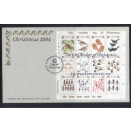 Guernsey Sc 307 1984 12 Days of Christmas stamp sheet on FDC