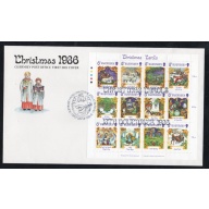 Guernsey Sc 346 1986 Christmas Carols stamp sheet on FDC