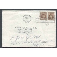 Canada-cover #5711-2c(2) KGVI war coils, perf 8 - Toronto , Ont - Jan 15 1945 -