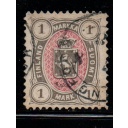 Finland Sc 35 1885 1m gray & rose Coat of Arms stamp used