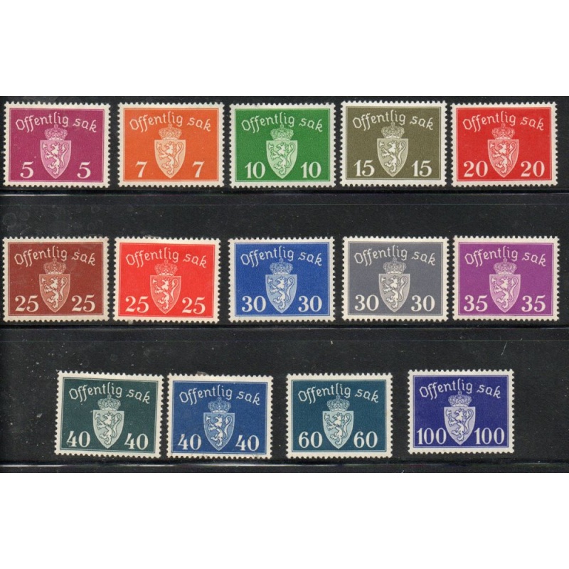 Norway Sc O33-O43 1939-1947 Official Coat of Arms stamp set mint