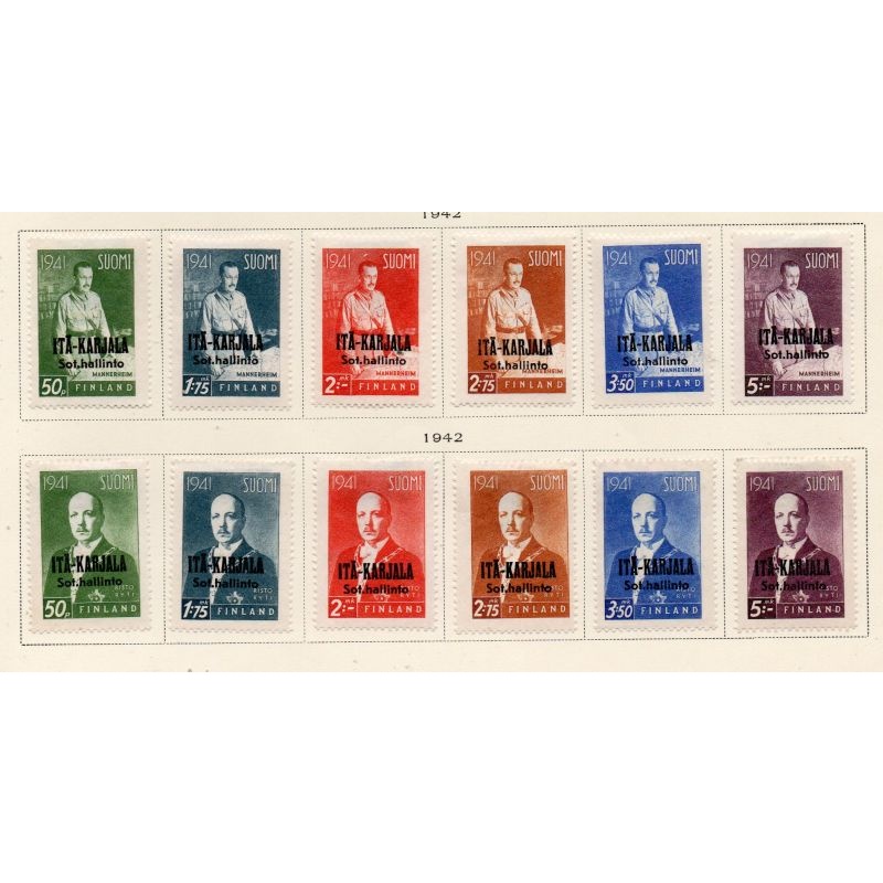Finland  Karelia Sc N16-27 Mannerheim Ryti overprint stamp set mint