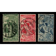 Switzerland Sc 98-100 1900 25th Anniversary UPU stamp set used