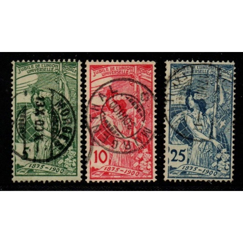 Switzerland Sc 98-100 1900 25th Anniversary UPU stamp set used