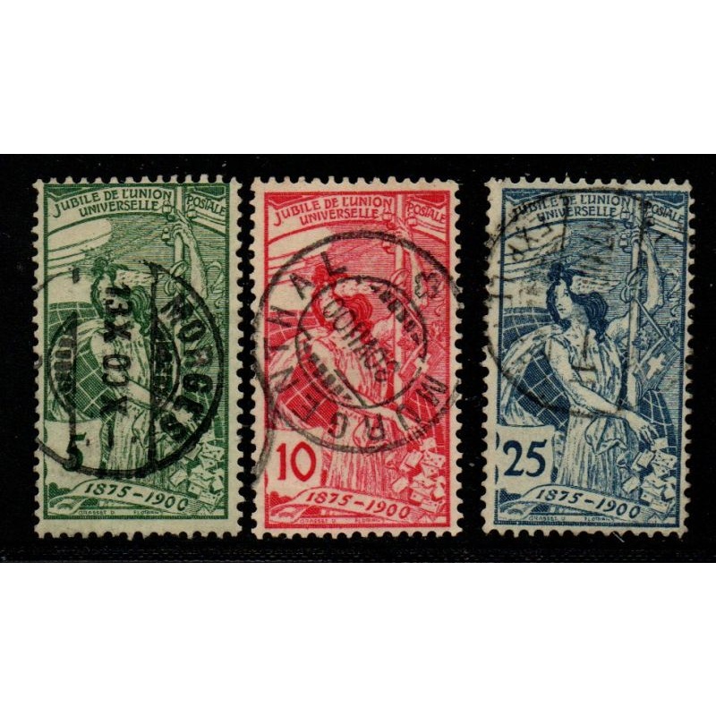 Switzerland Sc 98-100 1900 25th Anniversary UPU stamp set used
