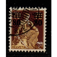 Switzerland Sc 189 1915 80 surcharge on 70 c Seated Helvetia stamp used