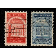 Switzerland Sc 204-205 1924 50th Anniversary UPU stamp set used
