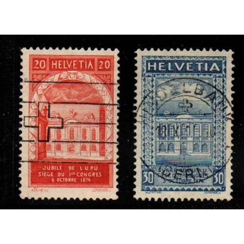 Switzerland Sc 204-205 1924 50th Anniversary UPU stamp set used