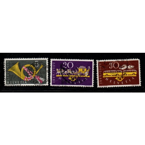 Switzerland Sc 325-327 1949 National Postal Service Anniversary stamp set used
