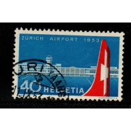 Switzerland Sc 344 1953 Zurich-Kloten Airport stamp used