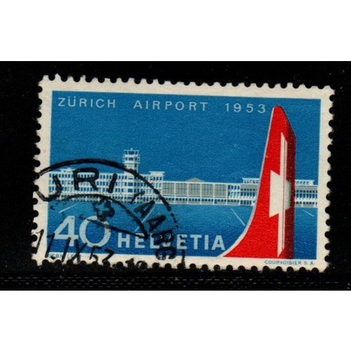 Switzerland Sc 344 1953 Zurich-Kloten Airport stamp used
