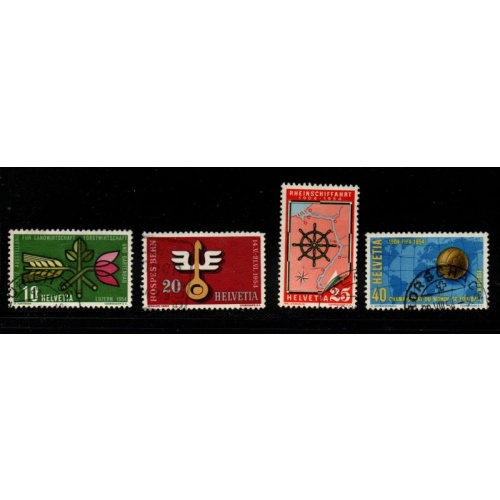 Switzerland Sc 347-350 1954 Exhibitions & Sports stamp set used