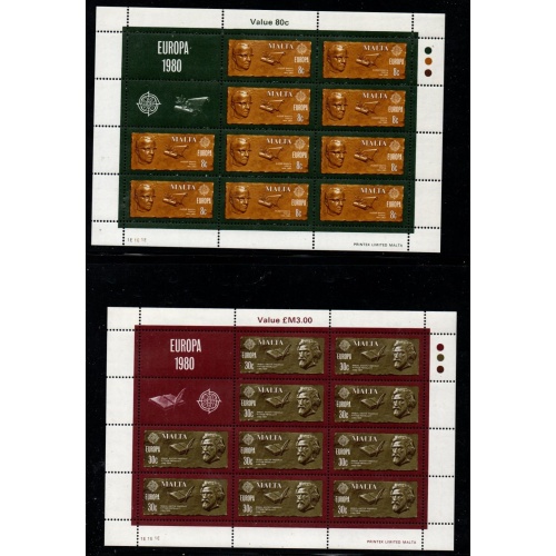 Malta Sc 575-576, 584-585 Europa sets full sheets mint NH