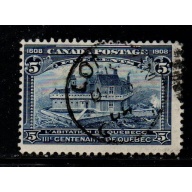 Canada Sc 99 1908 5 c Champlain's Residence stamp used nice circular cancel