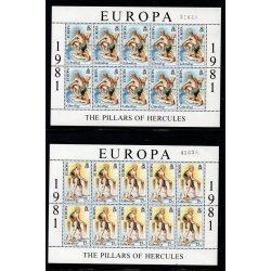 Gibraltar Sc 390-392, 400-401 Europa sets full sheets mint NH