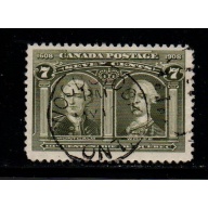 Canada Sc 100 1908 7 c Wolfe & Montcalm stamp used nice circular cancel