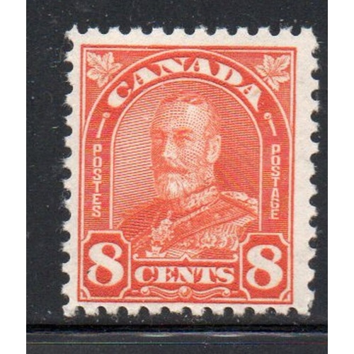 Canada Sc  172 1930 8 c red orange G V Arch issue stamp mint