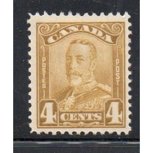 Canada Sc  152 1929 4c bistre G V Scroll issue stamp mint
