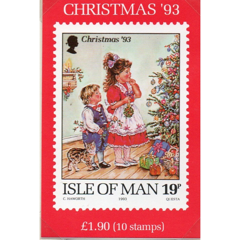 Isle of Man Sc  572 1993 19p  Christmas stamp booklet mint NH