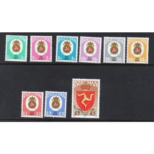 Isle of Man Sc J17-24 1982-92 Postage Due stamp set mint NH