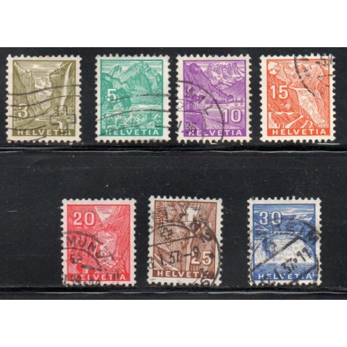 Switzerland Sc 219-225 1934 Scenic Views stamp set used