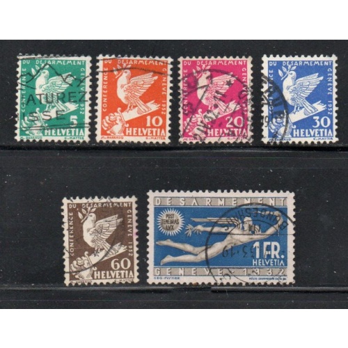 Switzerland Sc 210-215 1932 Disarmament Conference stamp set used