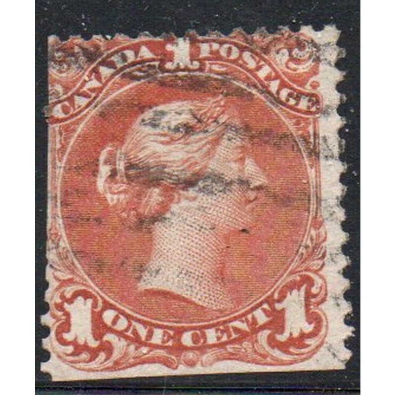 Canada Sc 22 1868 1c brown red Large Queen Victoria stamp used