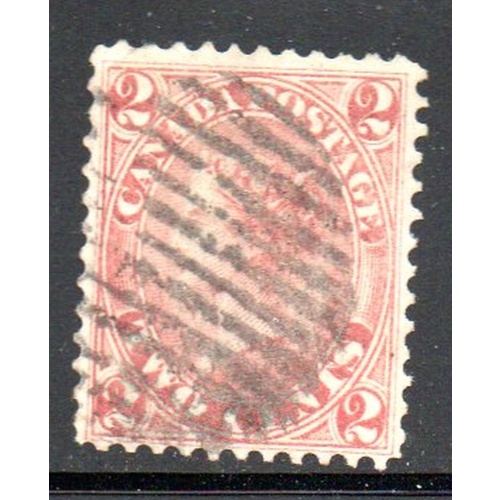 Canada Sc 20 1864 2 c rose Victoria stamp used