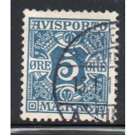 Denmark Sc P2 1907 5 ore blue Newspaper stamp used