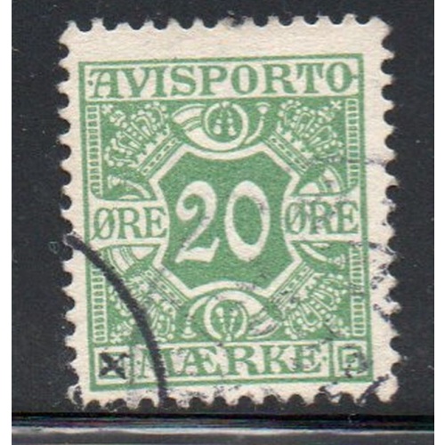 Denmark Sc P5 1907 20 ore green Newspaper stamp used