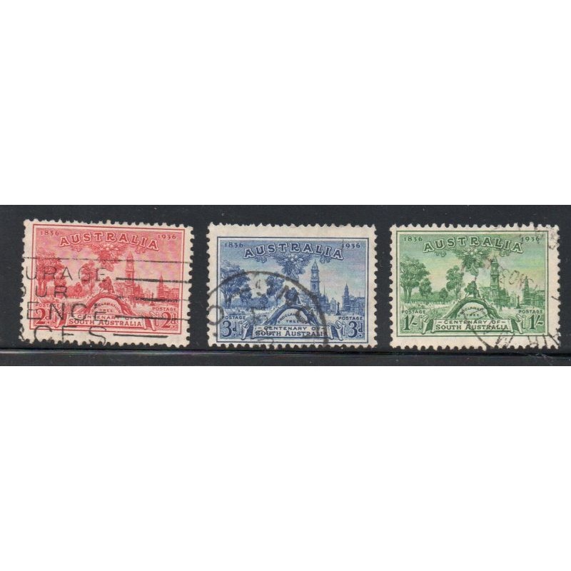 Australia Sc 159-61 1936 South Australia Anniversary stamp set used