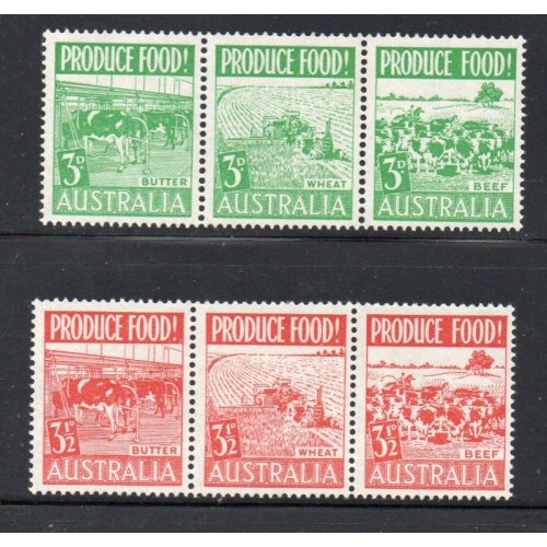 Australia Sc 252a,255a 1953 Produce Food stamp strips mint Nh