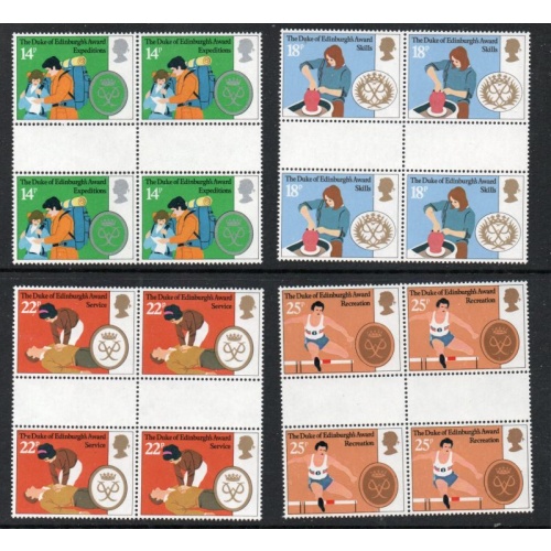 Great Britain Sc 952-55  1981 Duke's Award stamp set in gutter blocks of 4  mint NH