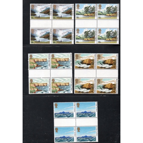 Great Britain Sc 945-49  1981 Nat Trust Scotland stamp set in gutter blocks of 4  mint NH