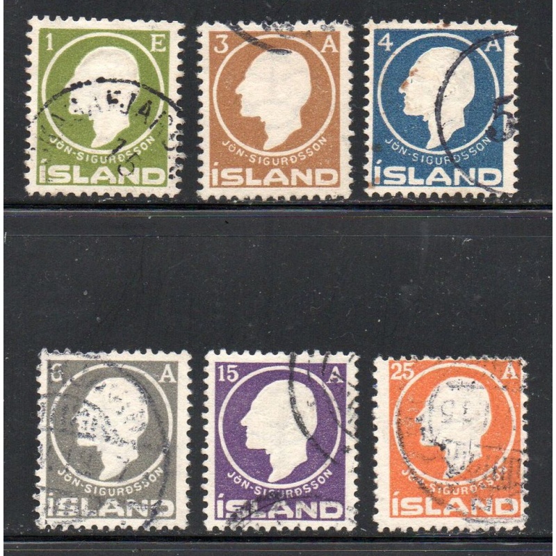 Iceland Sc 86-91 1911 Sigurdsson stamp set used