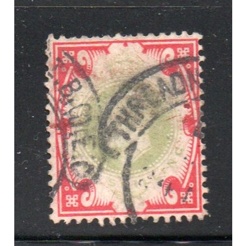 Great Britain Sc 126 1900 1/  carmine rose & green Victoria stamp used