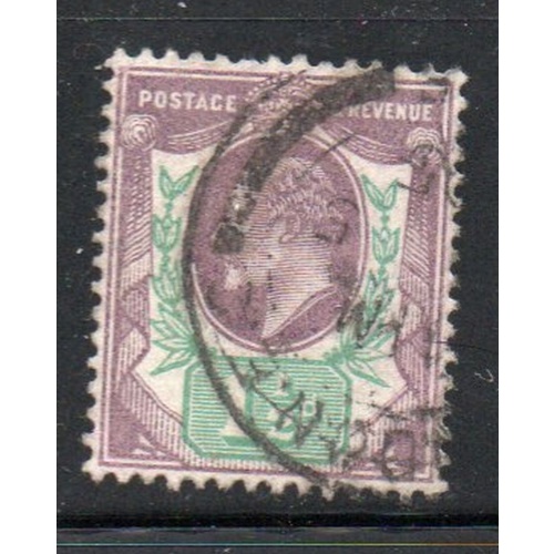 Great Britain Sc 129 1902 1 1/2 d violet & green Edward VII stamp used