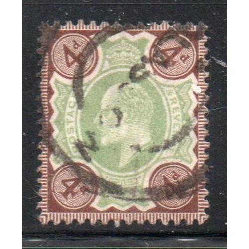 Great Britain Sc  133 1902 4d gray brown & green Edward VII stamp used