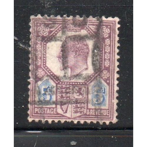 Great Britain Sc  134 1902 5d dull purple & ultra Edward VII stamp used