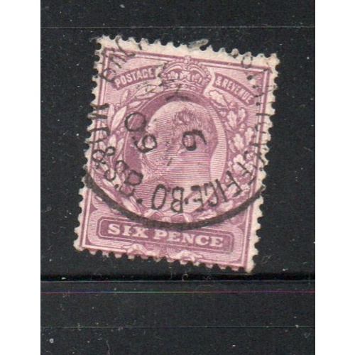 Great Britain Sc  135 1902 6d pale violet Edward VII stamp used