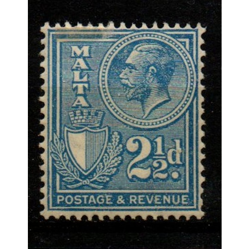 Malta Sc 172 1930 2 1/2 d blue George V stamp mint
