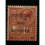 Malta Sc 152 1928 1 1/2 d yellow brown Postage & Revenue ovpt on George V stamp mint